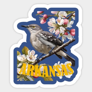 Arkansas Northern Mockingbird Surrounded by Apple Blossom Sticker